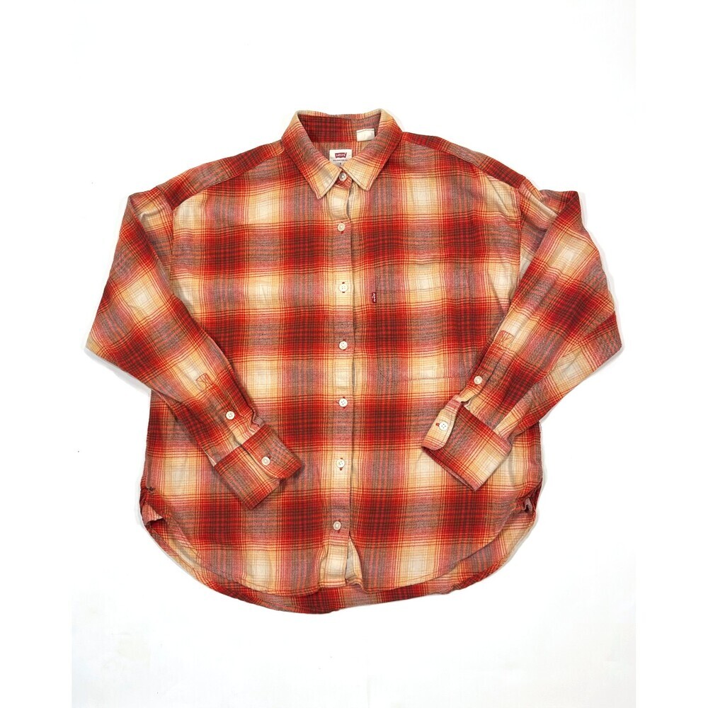 Levi's Henri Flannel Flame Scarlet Plaid Button Down Shirt - Size Small